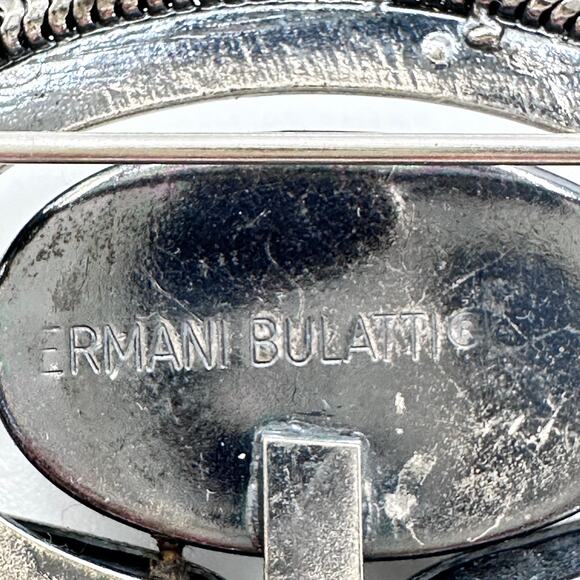 Vintage Ermani Bulatti Brooch Reflective Metal Pin Clear Rhinestones Wings - Picture 6 of 8